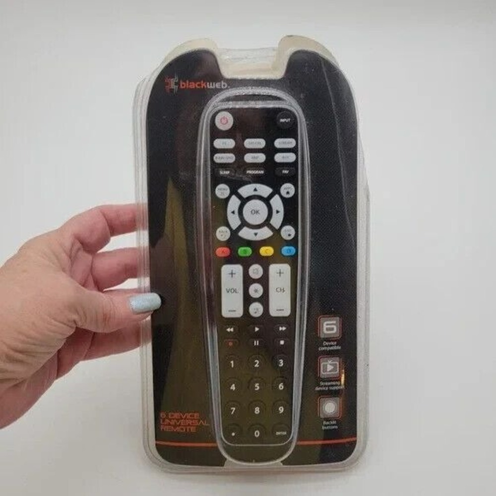 Blackweb 6-Device Universal Remote Backlit Buttons Streaming‎ Device Support